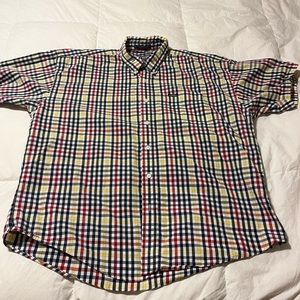 Men’s XL Chaps Ralf Lauren short sleeve checkered shirt. 100% Cotton. Casual